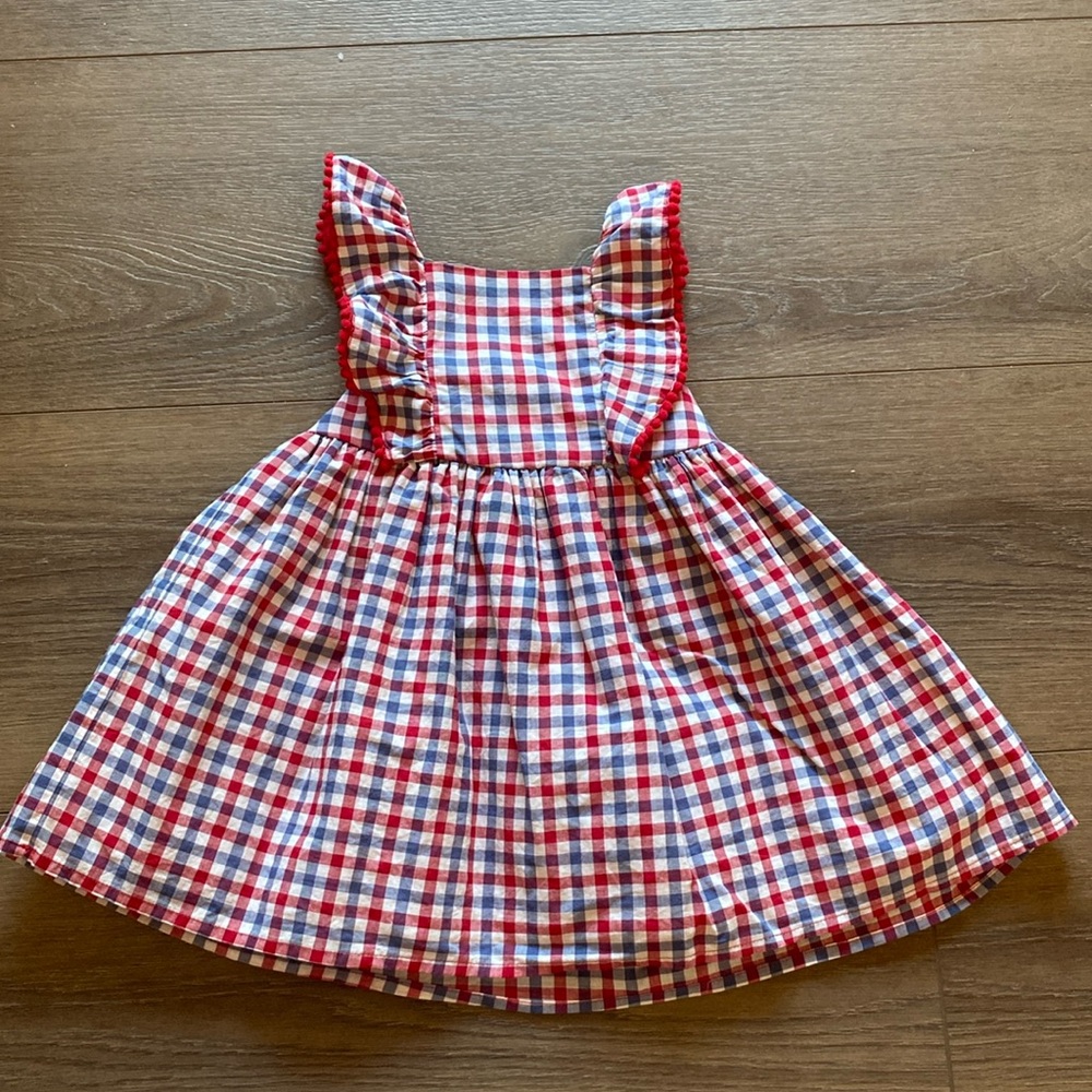 Red White and Blue gingham plaid summer Rare Editions dress 18Months July 4th